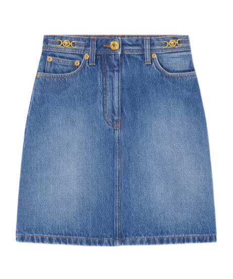 Versace A-line Denim Mini Skirt In Blue