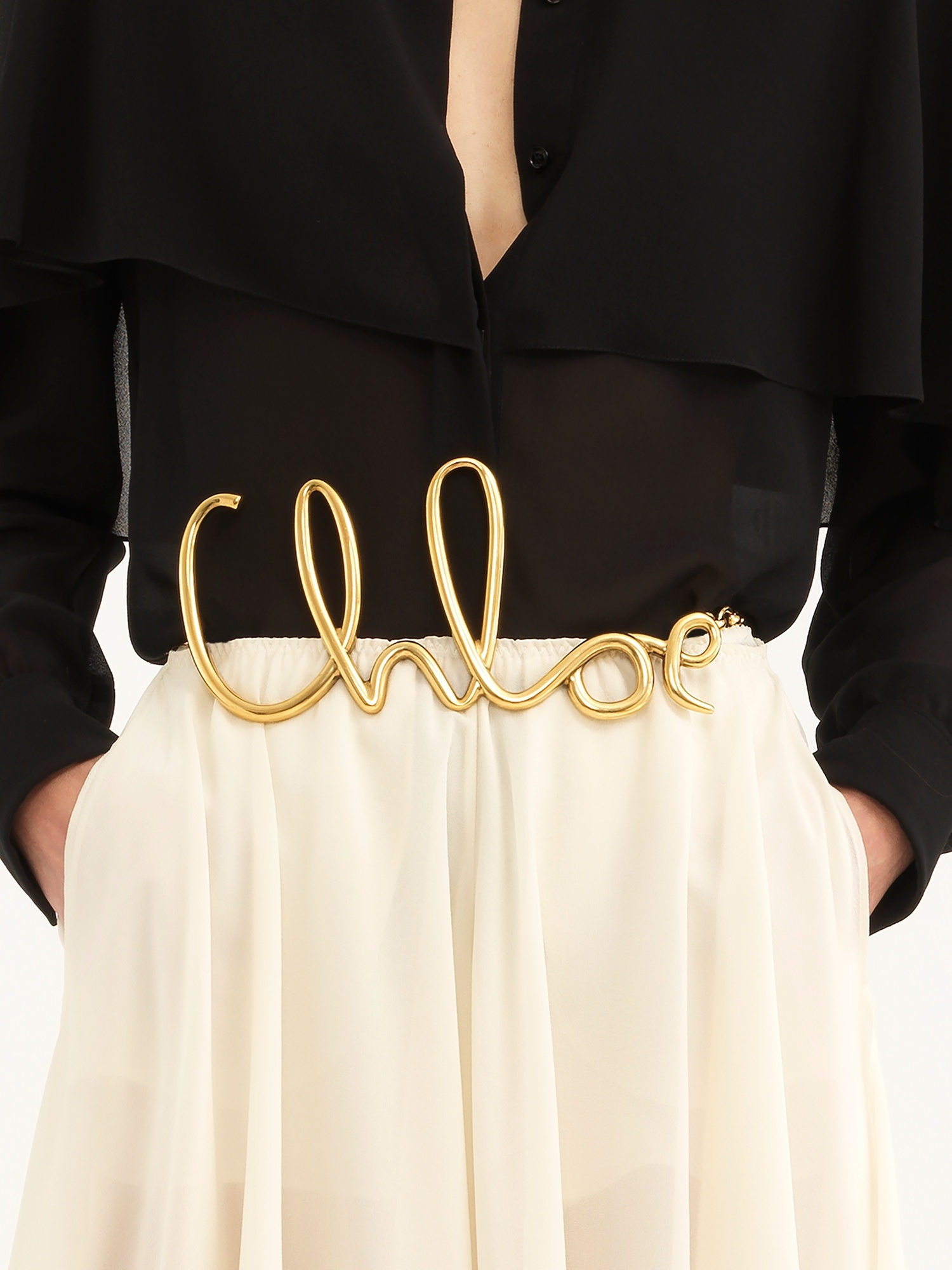 Chloé Small Iconic Signature Belt In Nude
