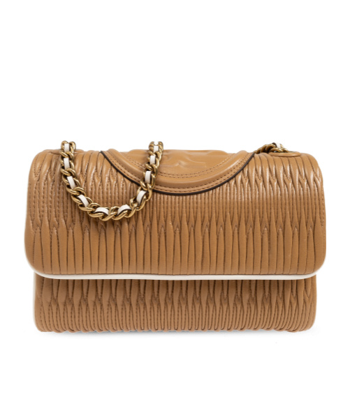 Shop Tory Burch Small Fleming Shoulder Bag In Brown