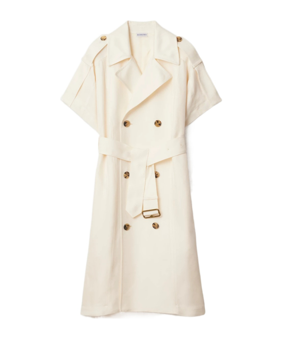 Burberry Waist Belted Short Sleeves Epaulettes Lapels In Pelican