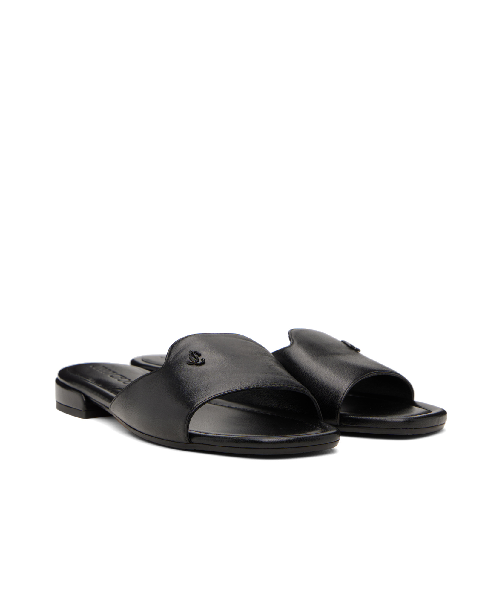 Jimmy Choo Dina Flat Leather Sandals In Black