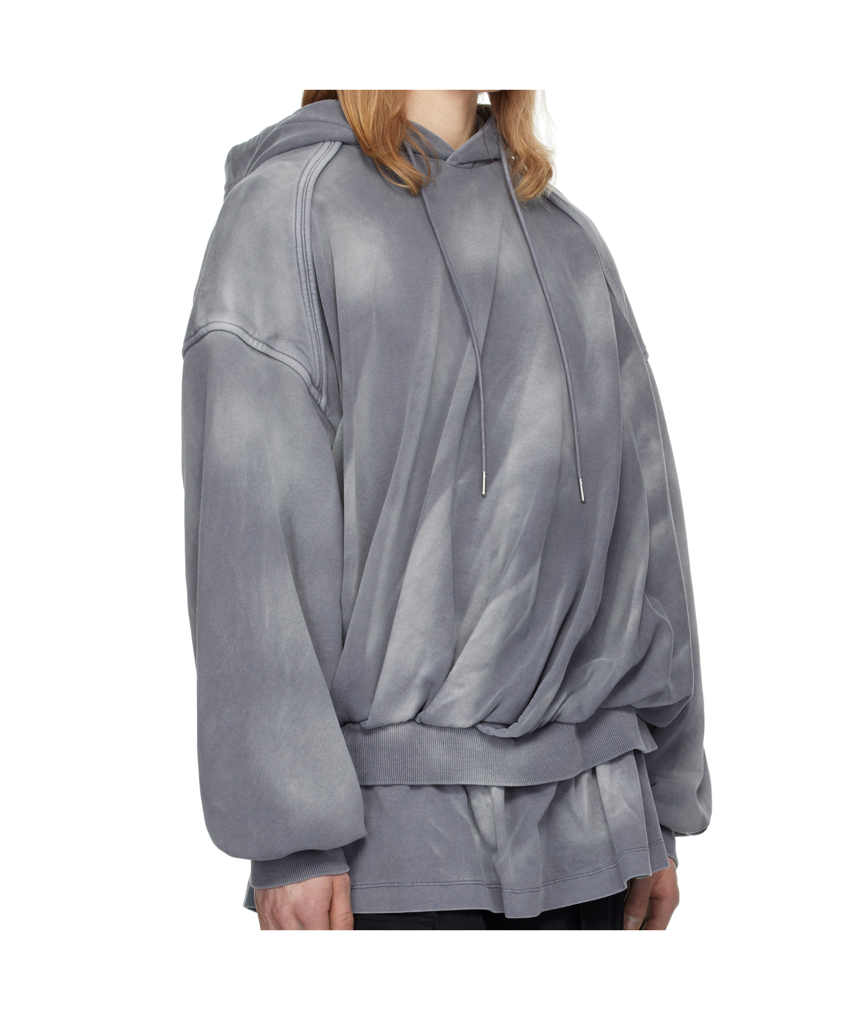 Juunj Juun. J Cotton Twisted Layered Hoodie In Gray