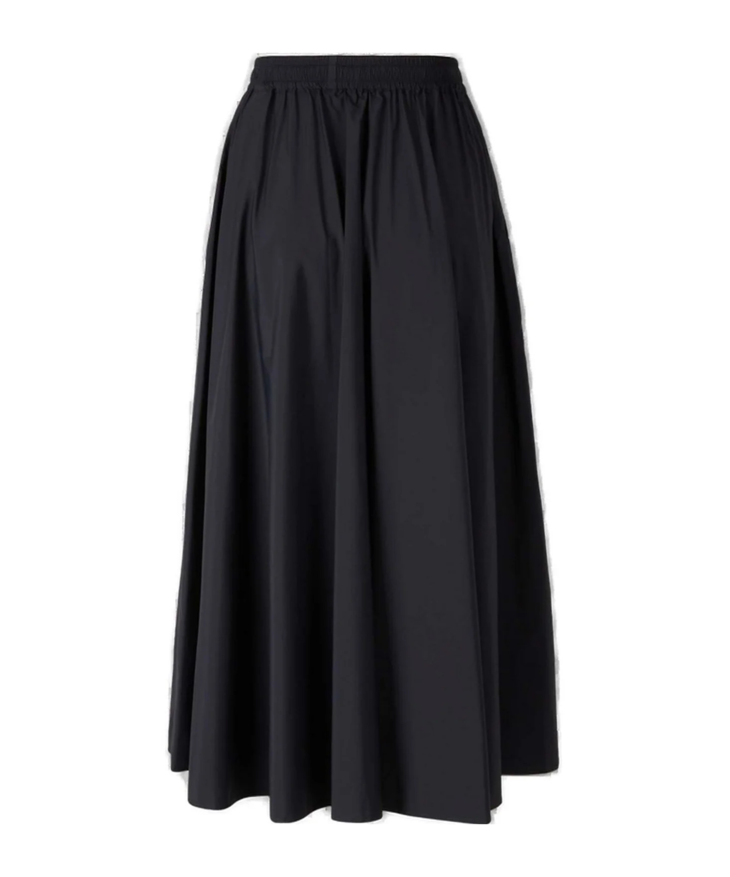 Herno Flowing Black Maxi Skirt With Elastic Waistband In Black