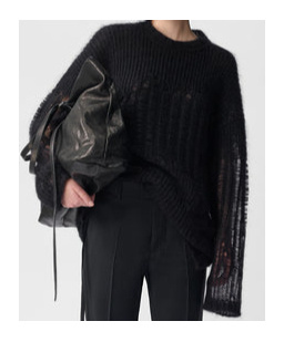 Ann Demeulemeester Oversized Crew Neck Mohair Jumper In Black