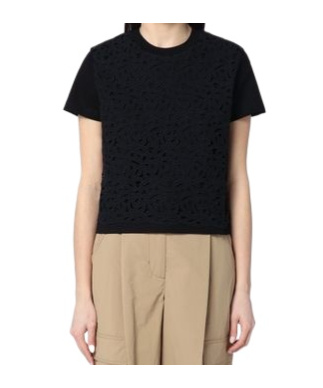 Moncler Embroidered Front Panel T-shirt In Black