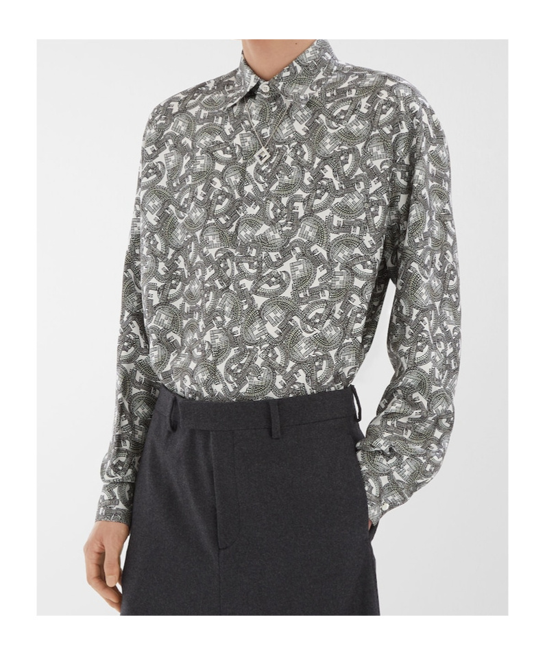 Fendi Long-sleeved Loose Shirt In Gray