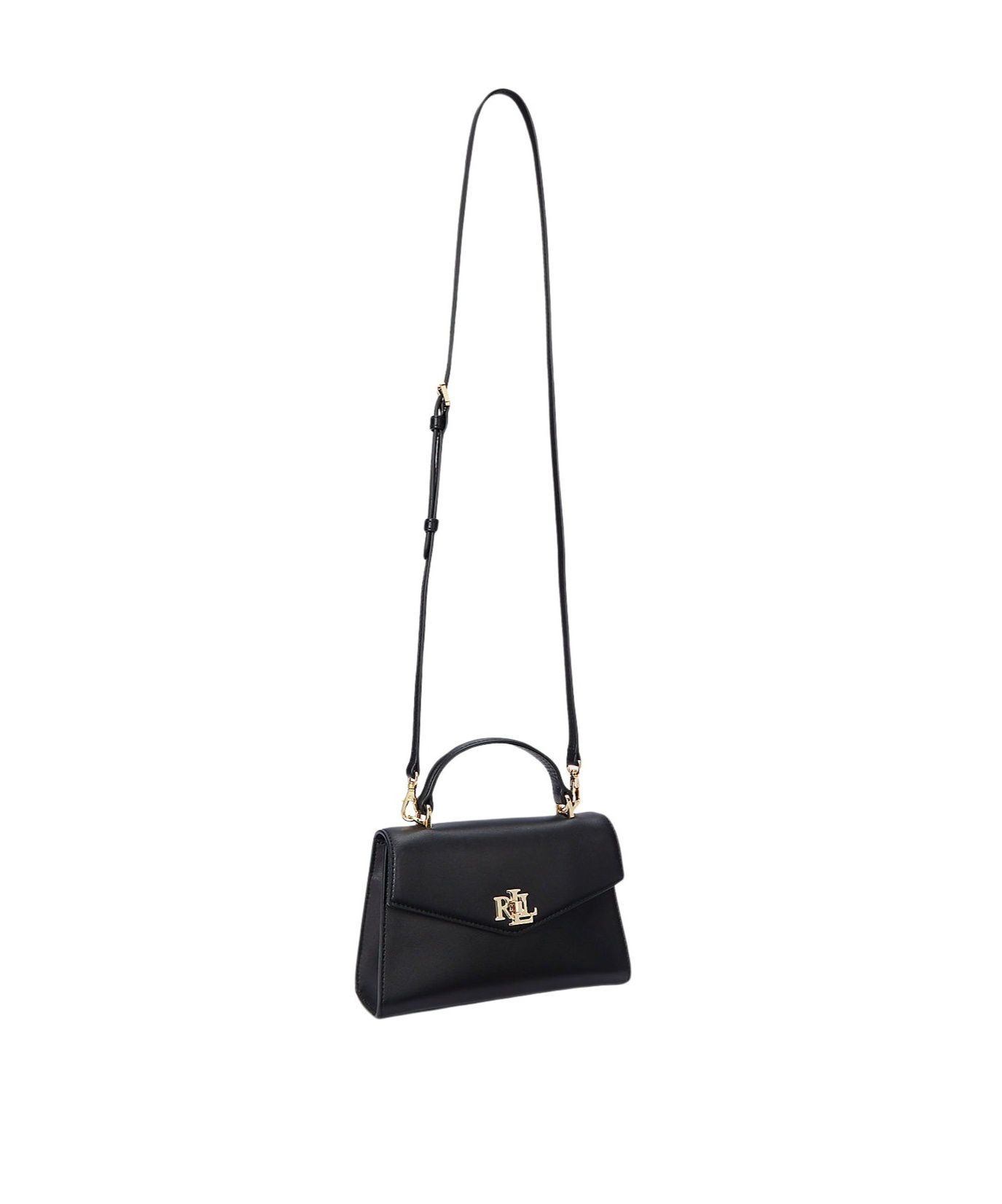 Ralph Lauren Leather Small Farrah Satchel In Black