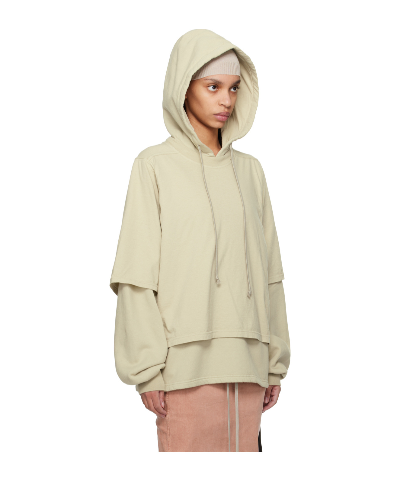 Rick Owens Drkshdw Off-white Hustler Hoodie In Gray