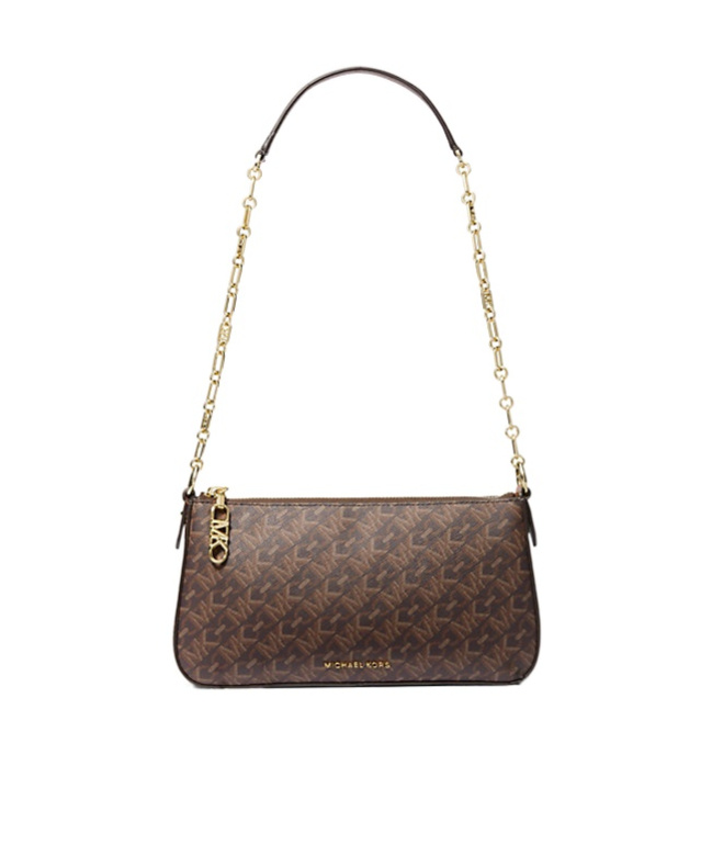 Michael Kors Empire Medium-sized Chain Link Shoulder Bag In Brown