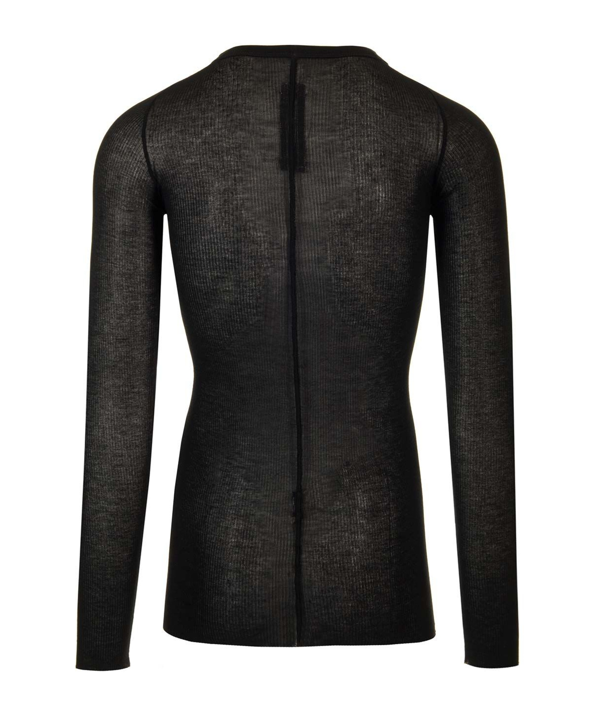 Rick Owens Round Collar And Long-sleeved T-shirt In Black