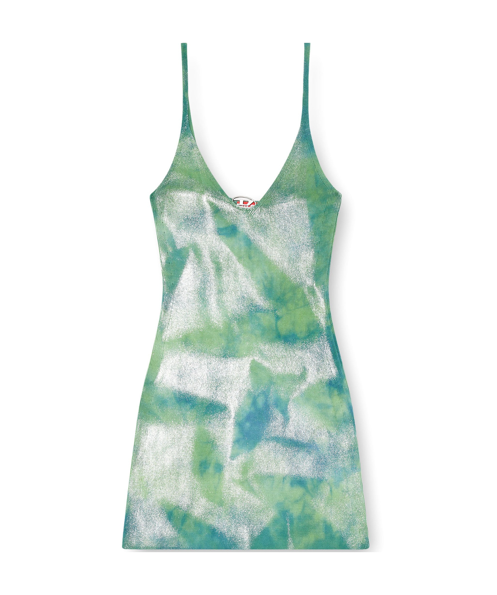 Diesel Knitted Dress With Metallic Accent In Green