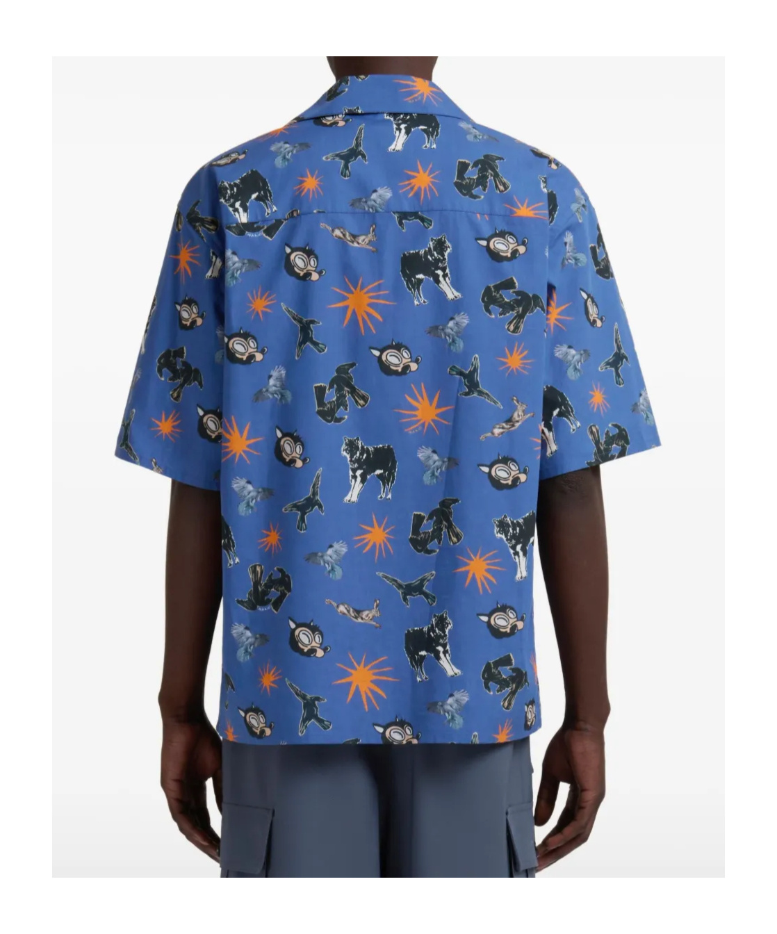 Marni Short Sleeve Shirt Graphic Print In Blue