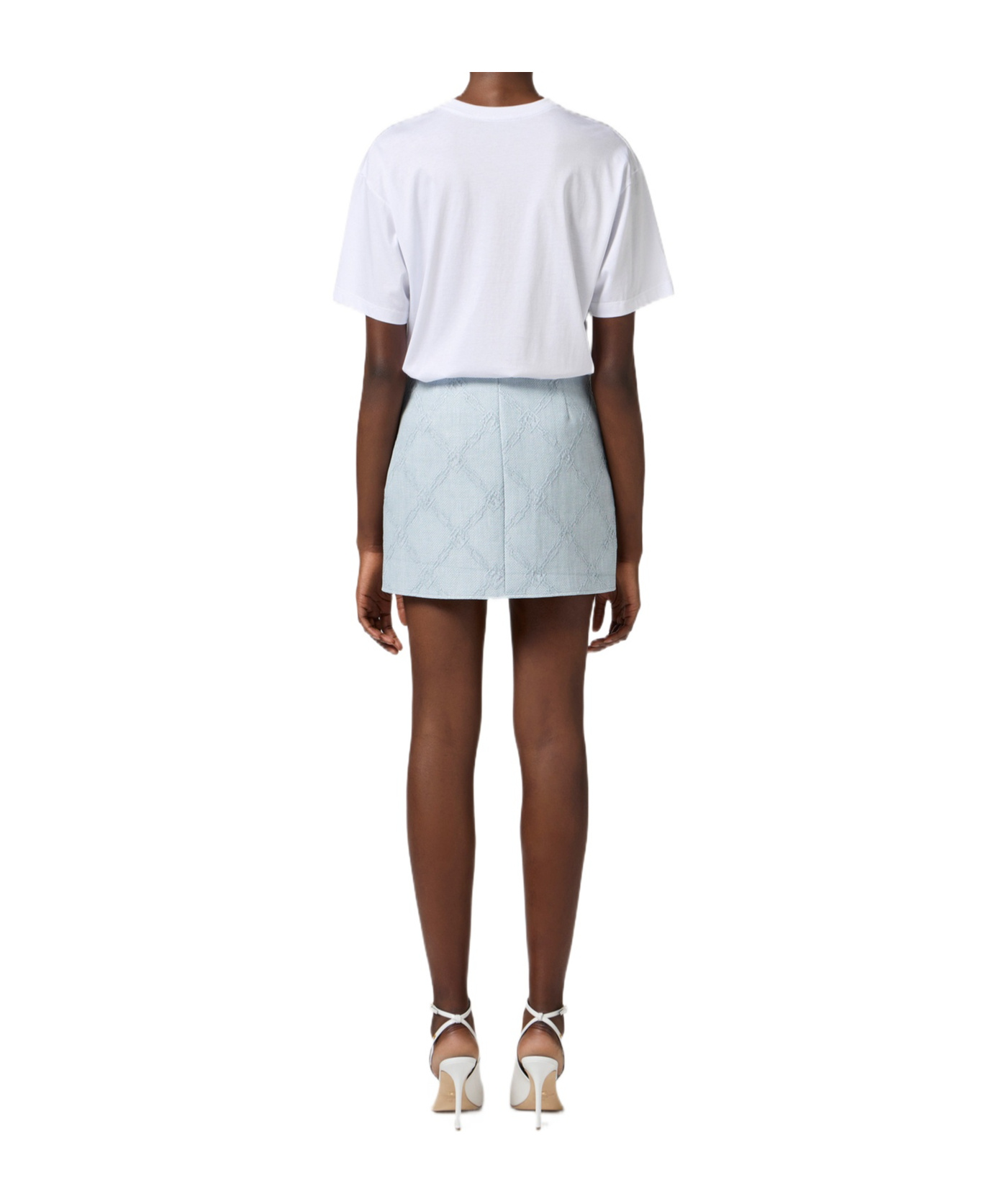 Elisabetta Franchi T-shirt In Jersey Con Logo Embossed In White