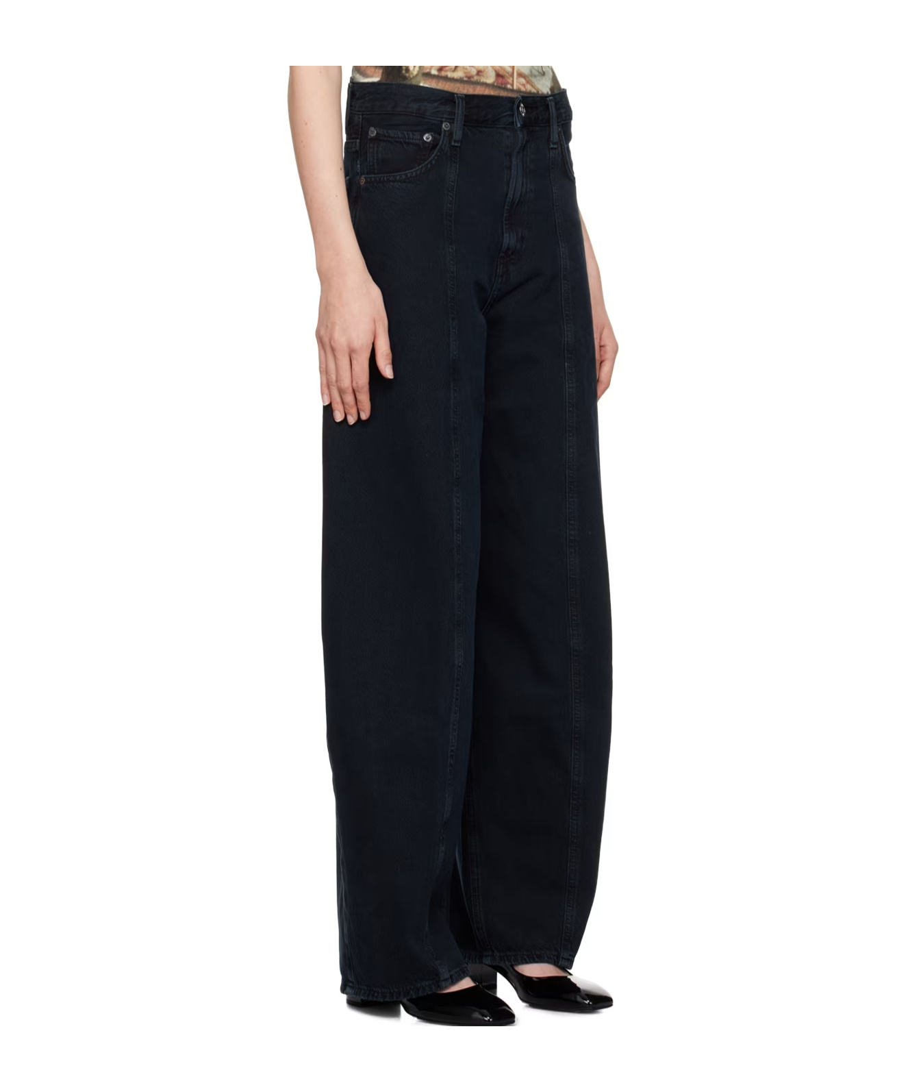 Agolde High Waist Denim Trousers In Black