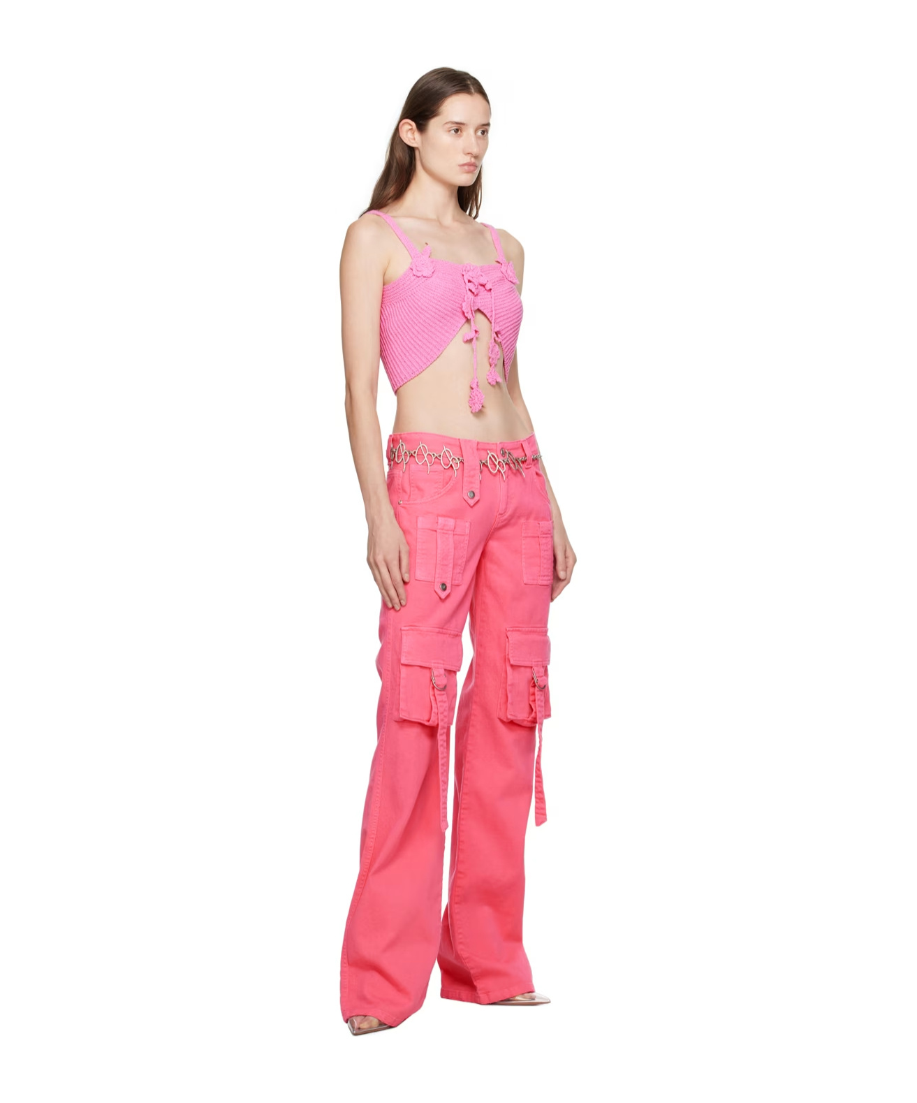 Blumarine Pink Flower Camisole In Pink