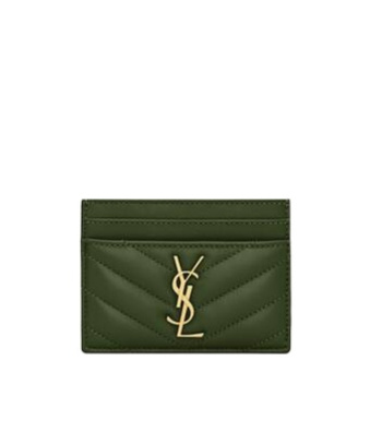 Saint Laurent Le Cassandre Card Holder In Green