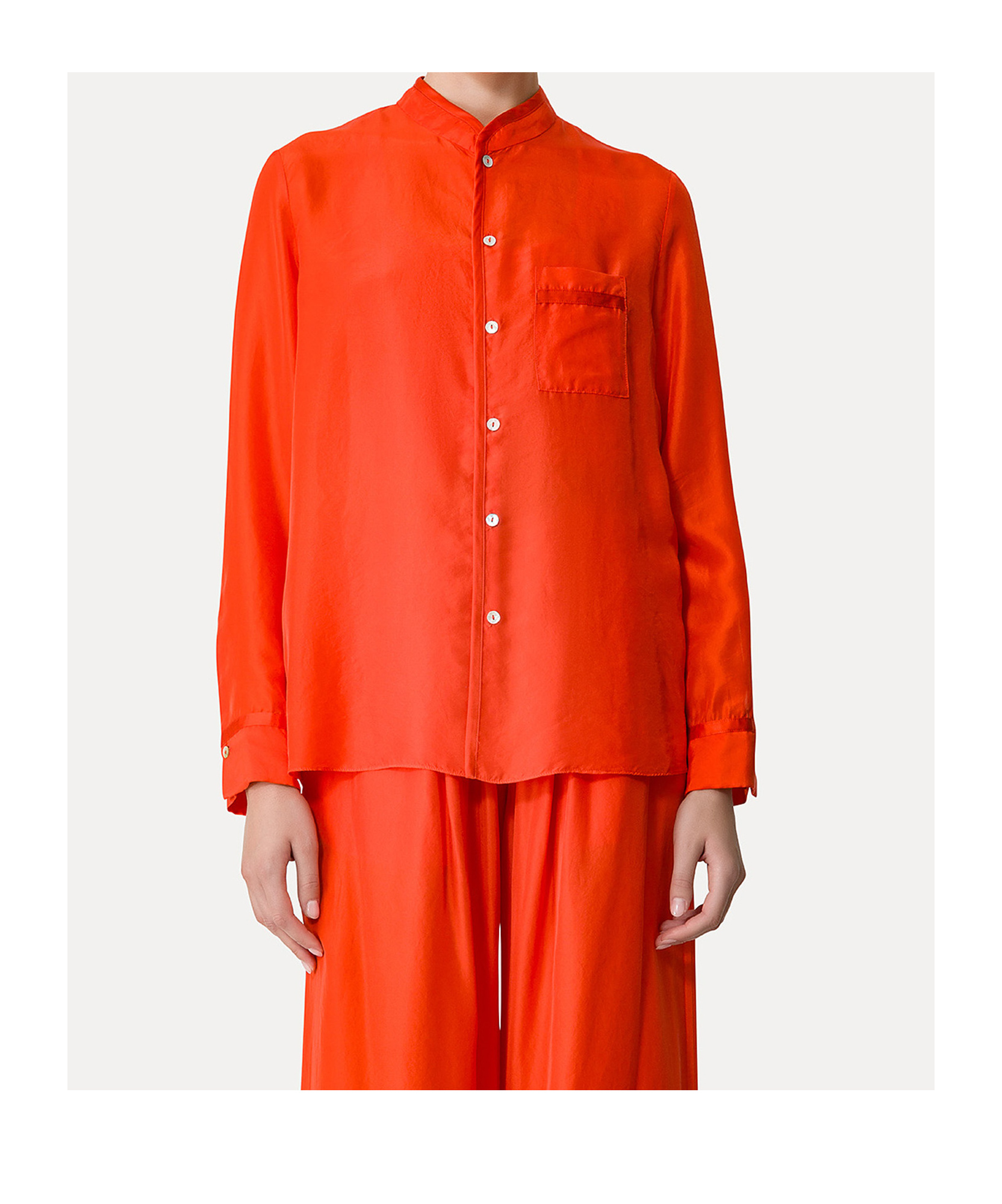 FORTE FORTE MANDARINCOLLAR SHIRT IN SILK