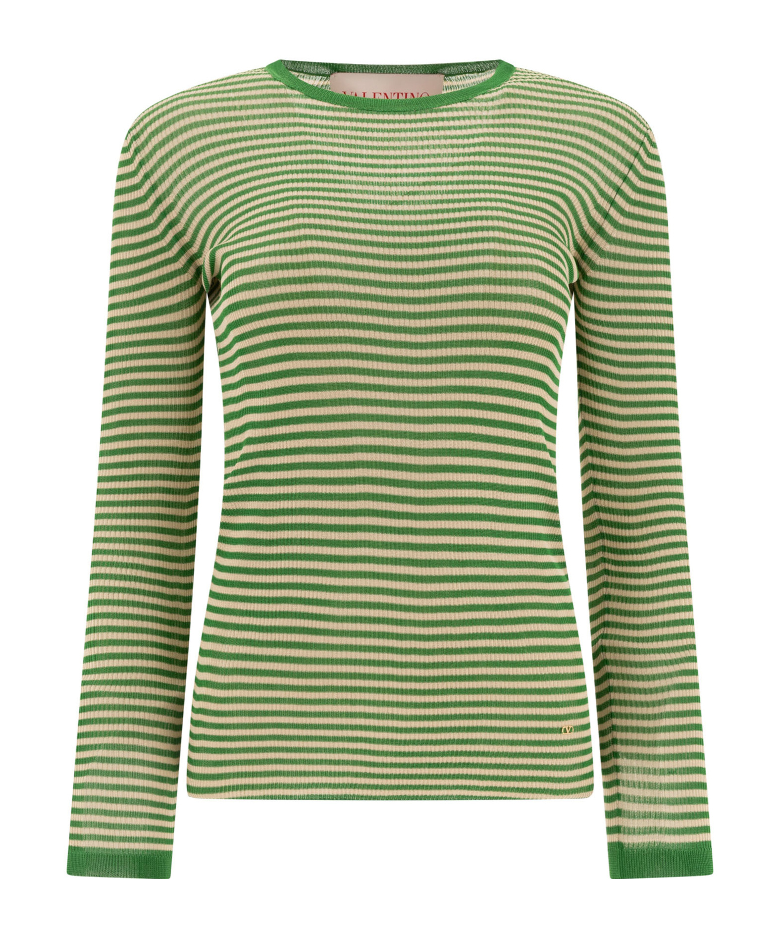 Shop Valentino Striped Sweater In Green
