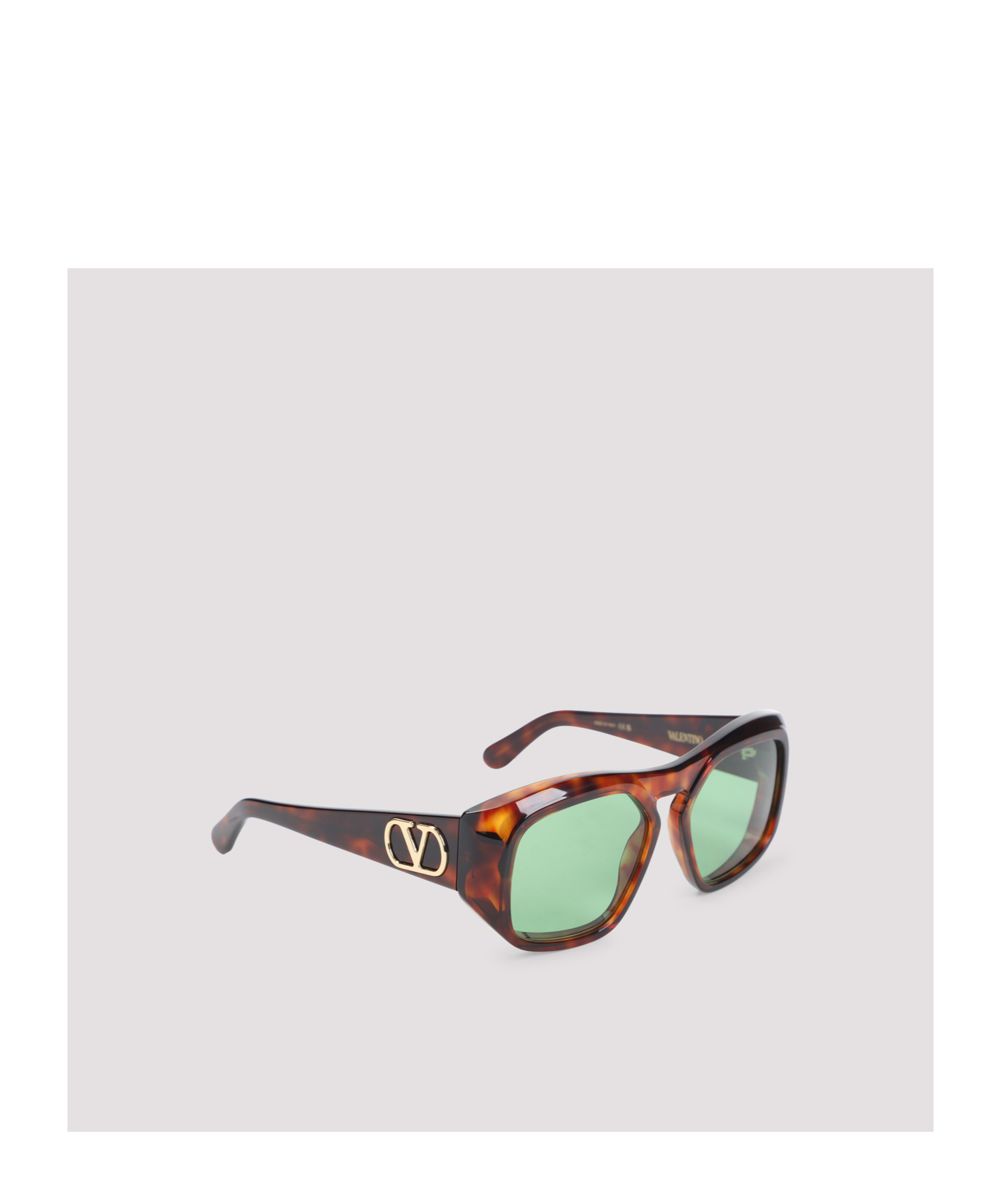 Valentino Sunglasses With Tortoiseshell Frame And Green Lenses In Brown