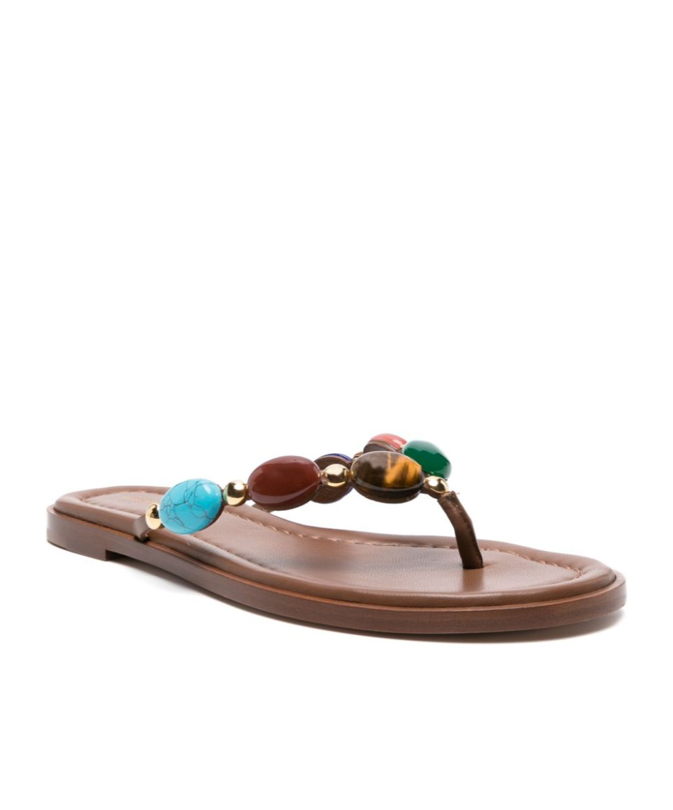 Gianvito Rossi Shanti Thong 05 Leather Slides In Brown