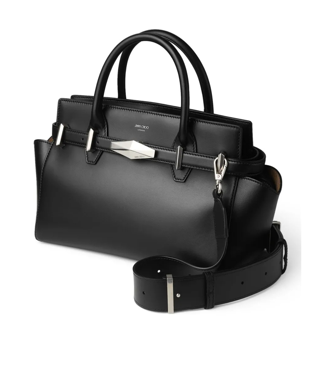 Jimmy Choo Black Diamond Belted Medium Tote In Black