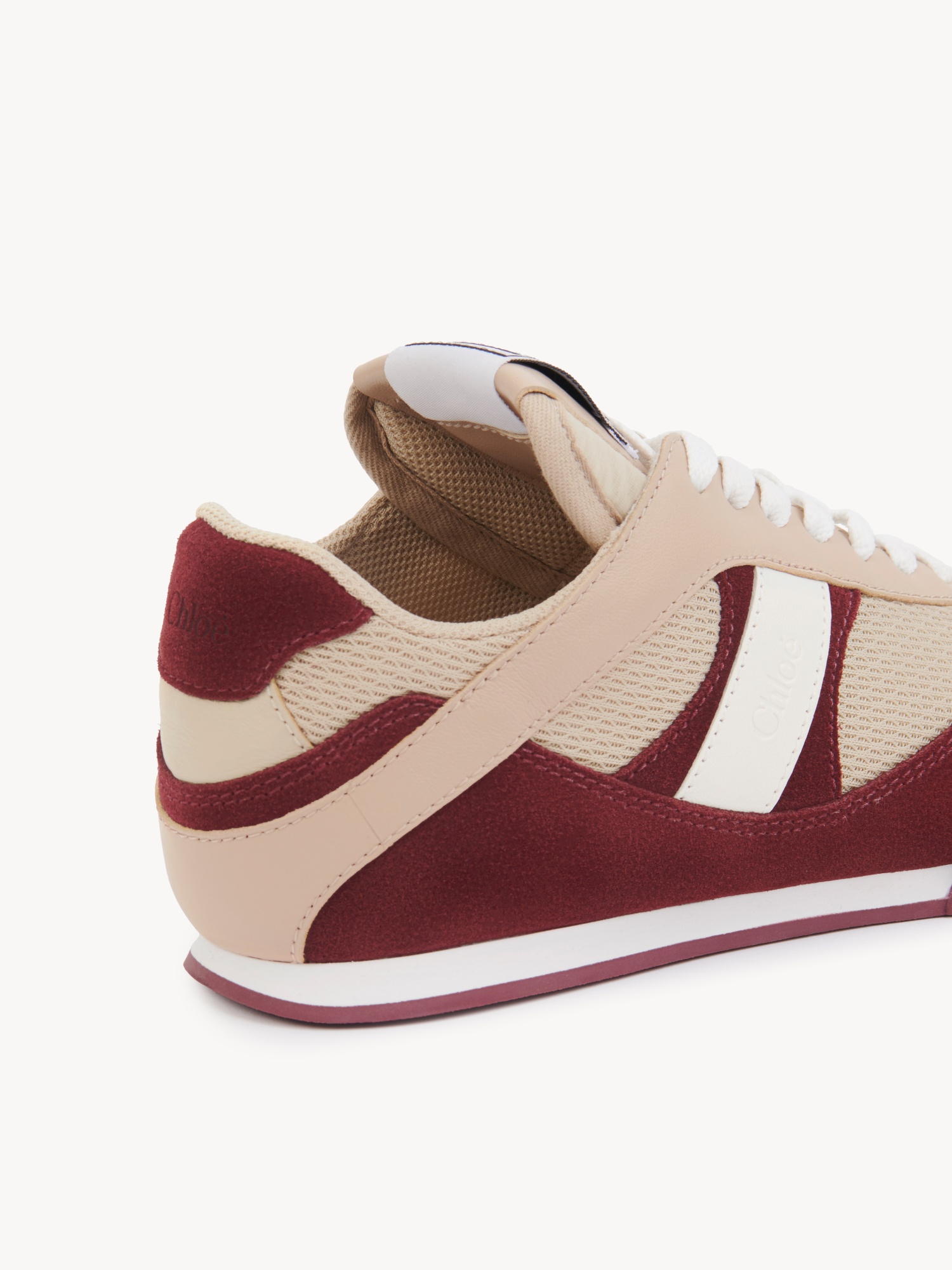 Chloé Kick Mixed Leather Retro Low-top Sneakers In Red