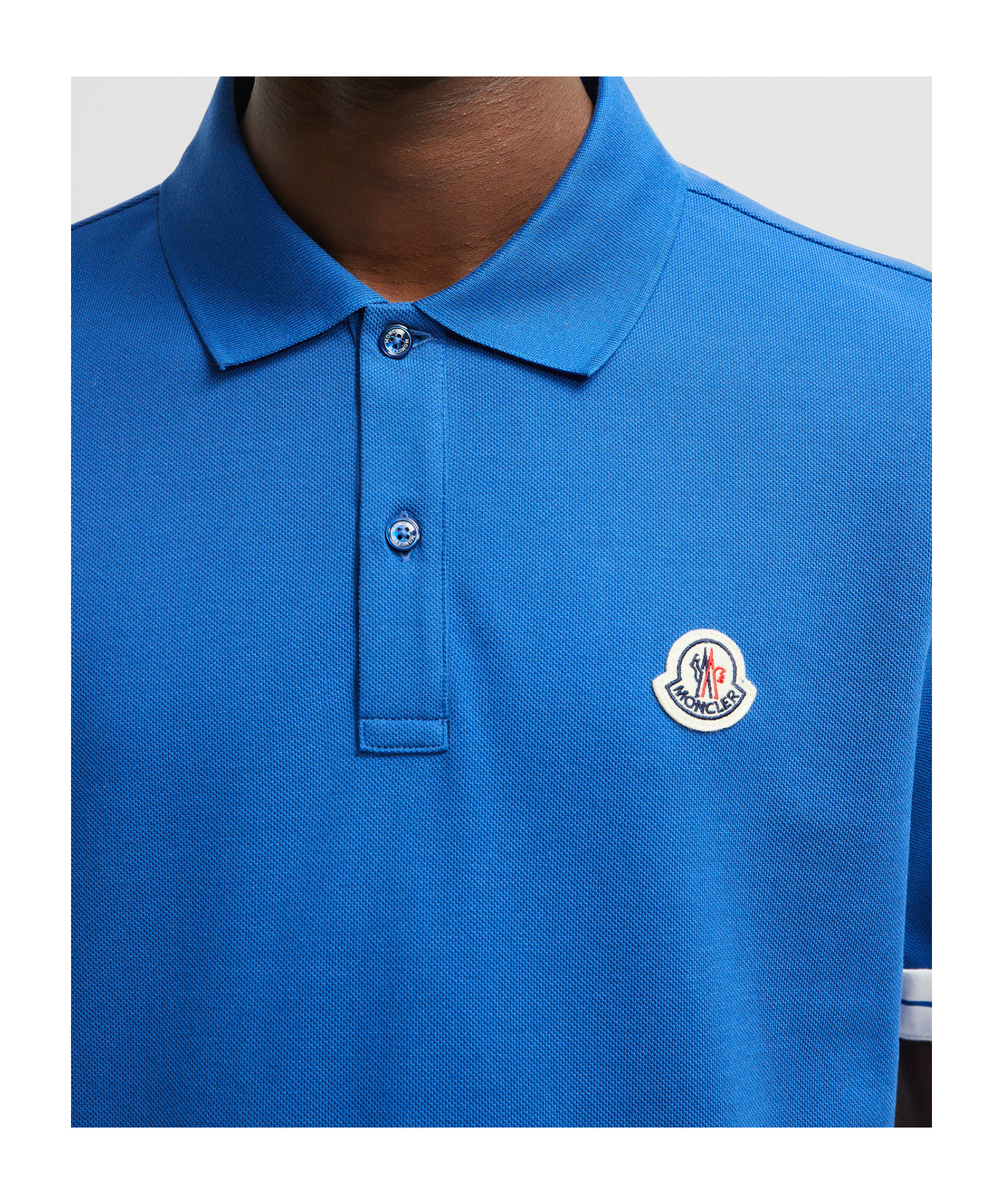 Moncler Logo Cotton Piquet Polo Shirt Blue In Blue