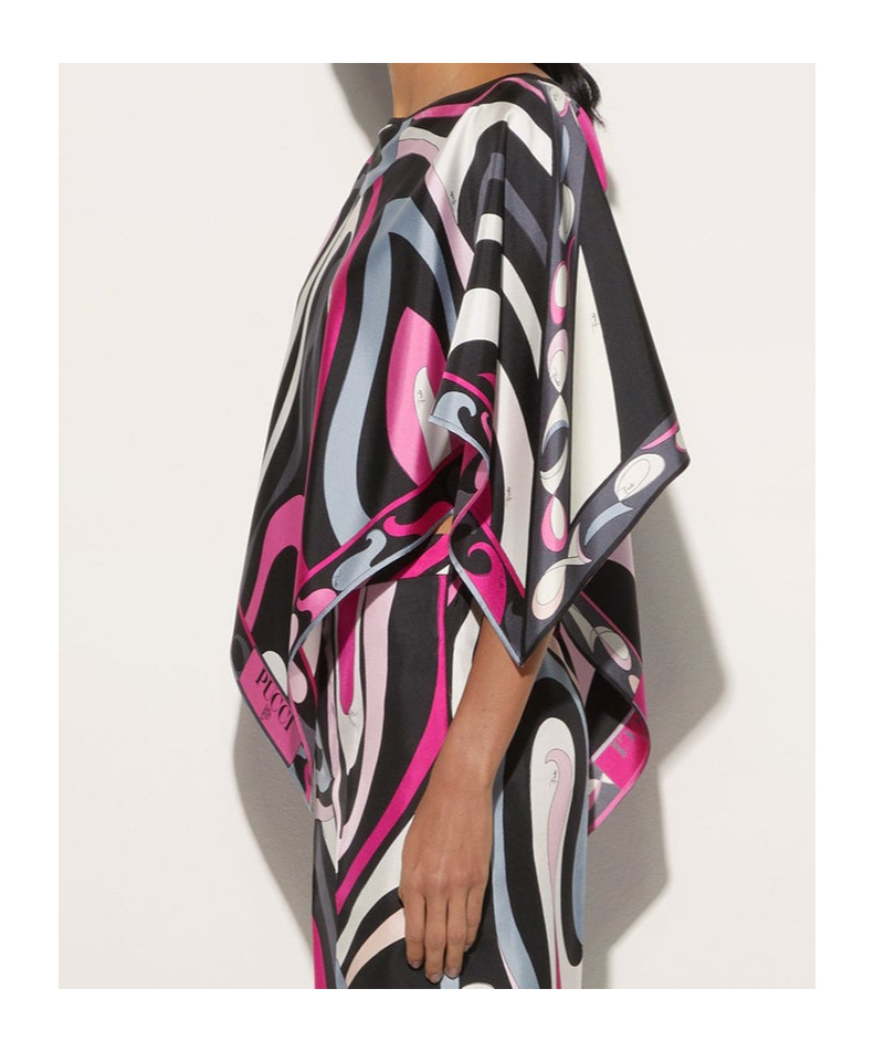 Emilio Pucci Marmo And Pesci Prints Kaftan Blouse In Black
