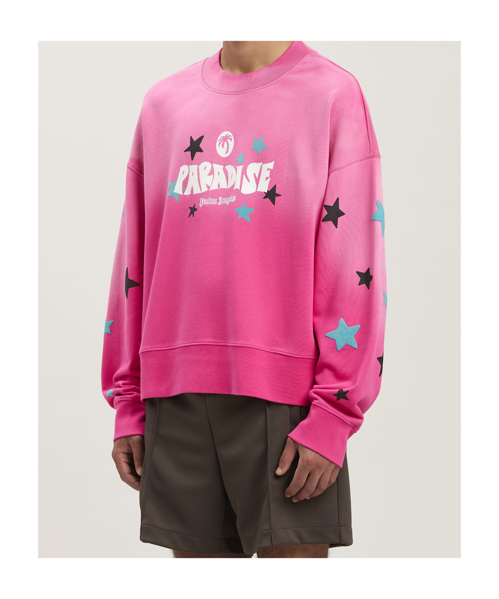 Shop Palm Angels Paradise Palm Crewneck Sweatshirt In Pink