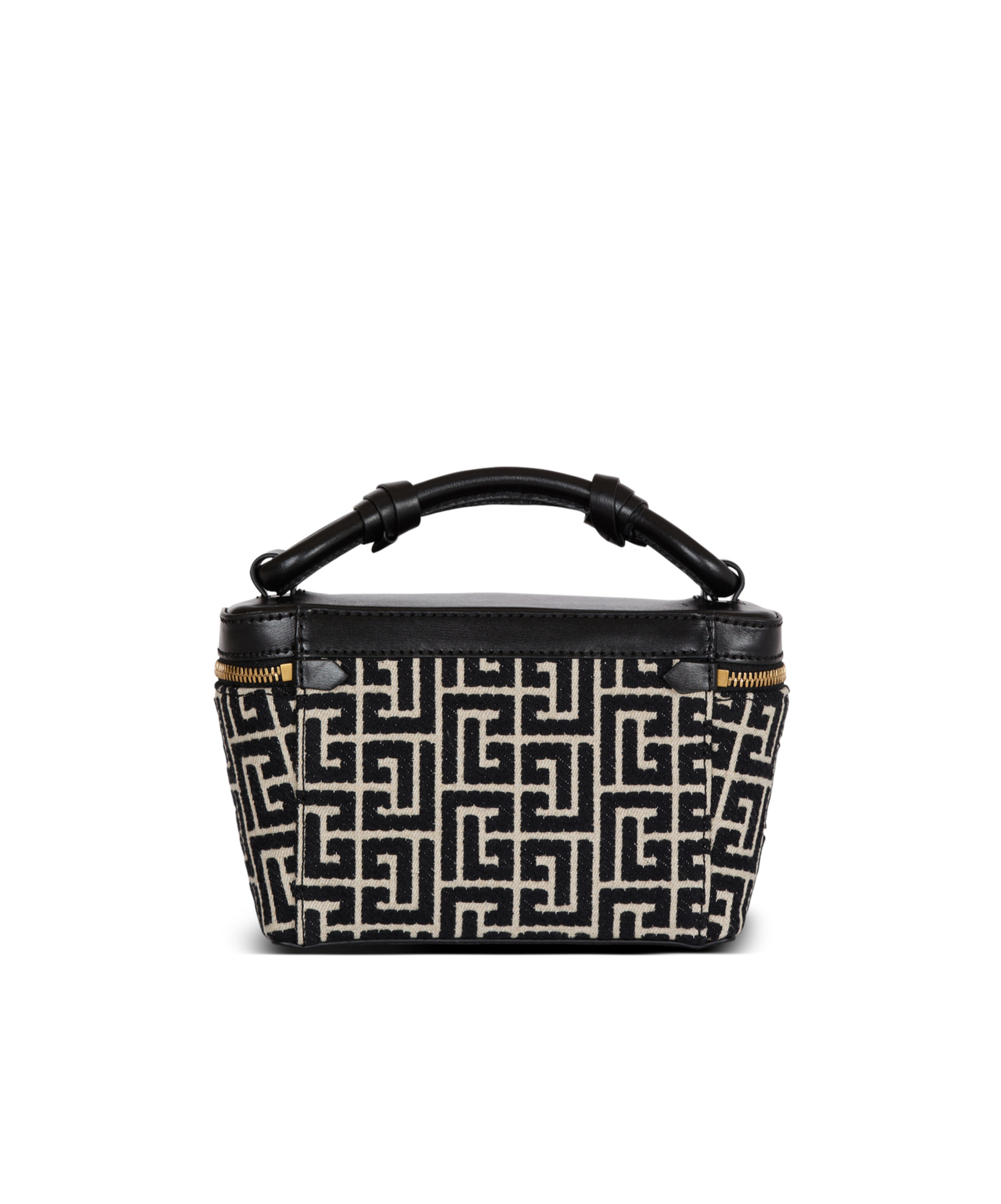 Balmain B-army Vanity Case In Monogrammed Canvas And Leather