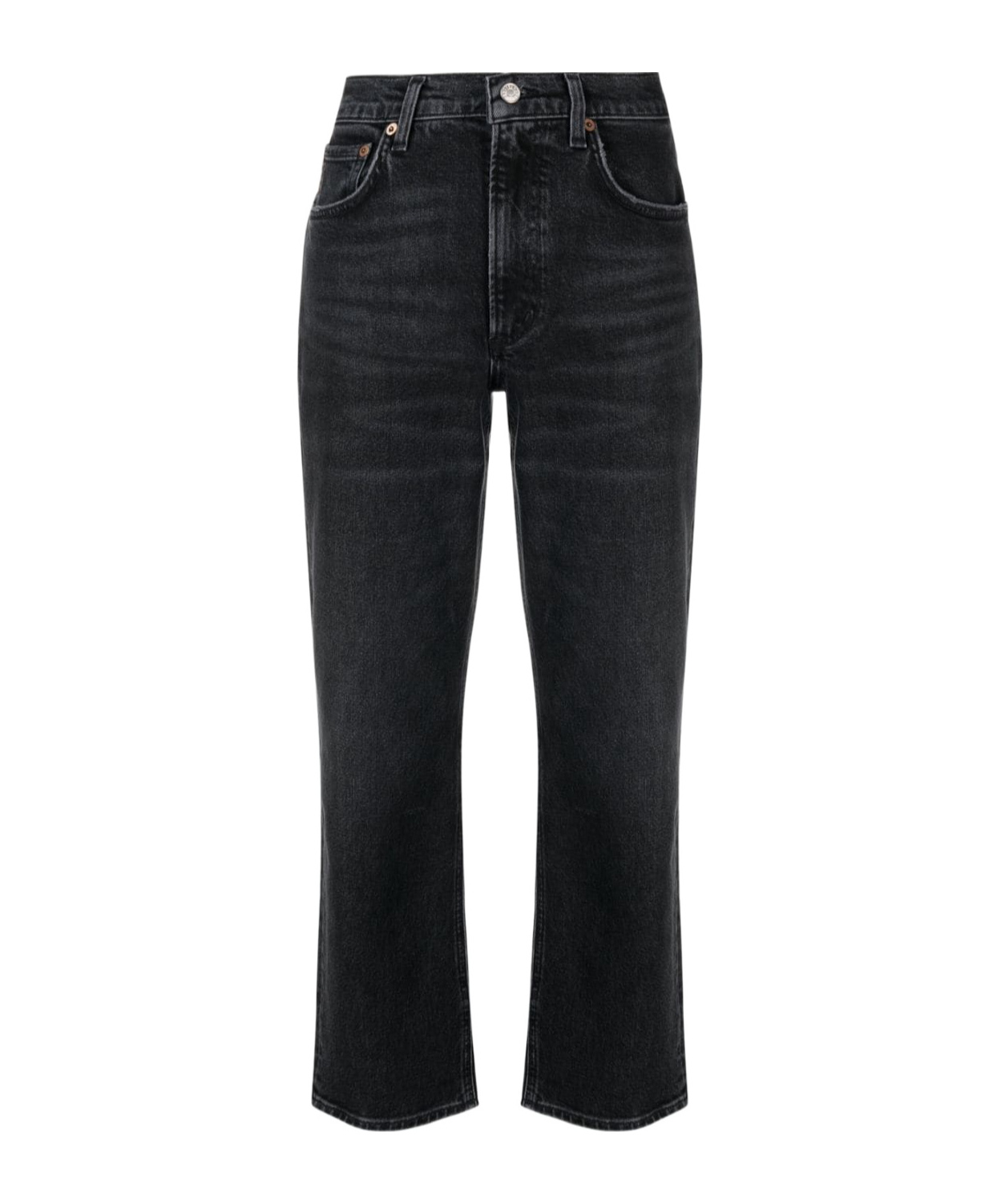 Agolde Ren High-rise Cropped Straight Jeans In Black