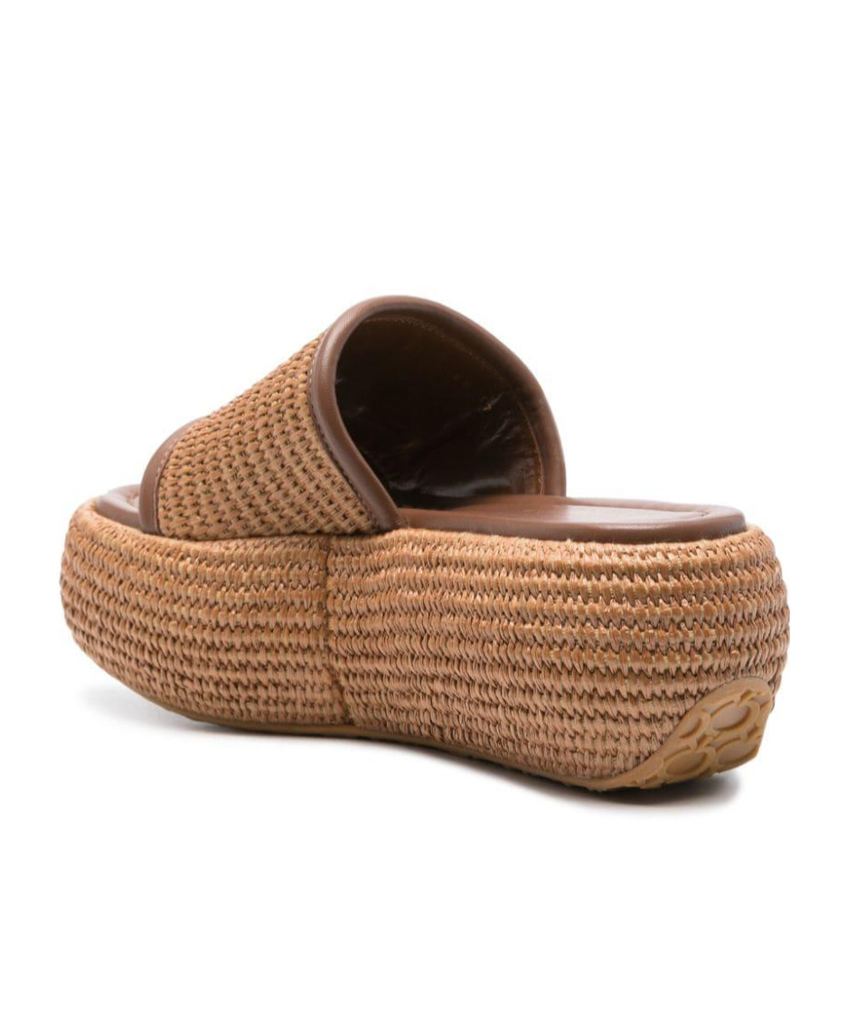 Gianvito Rossi Marbella Woven Raffia Platform Sandals In Brown