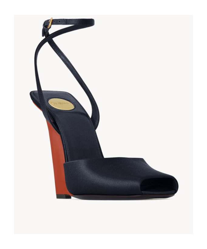 Saint Laurent La Scandale Wedge Sandal In Black