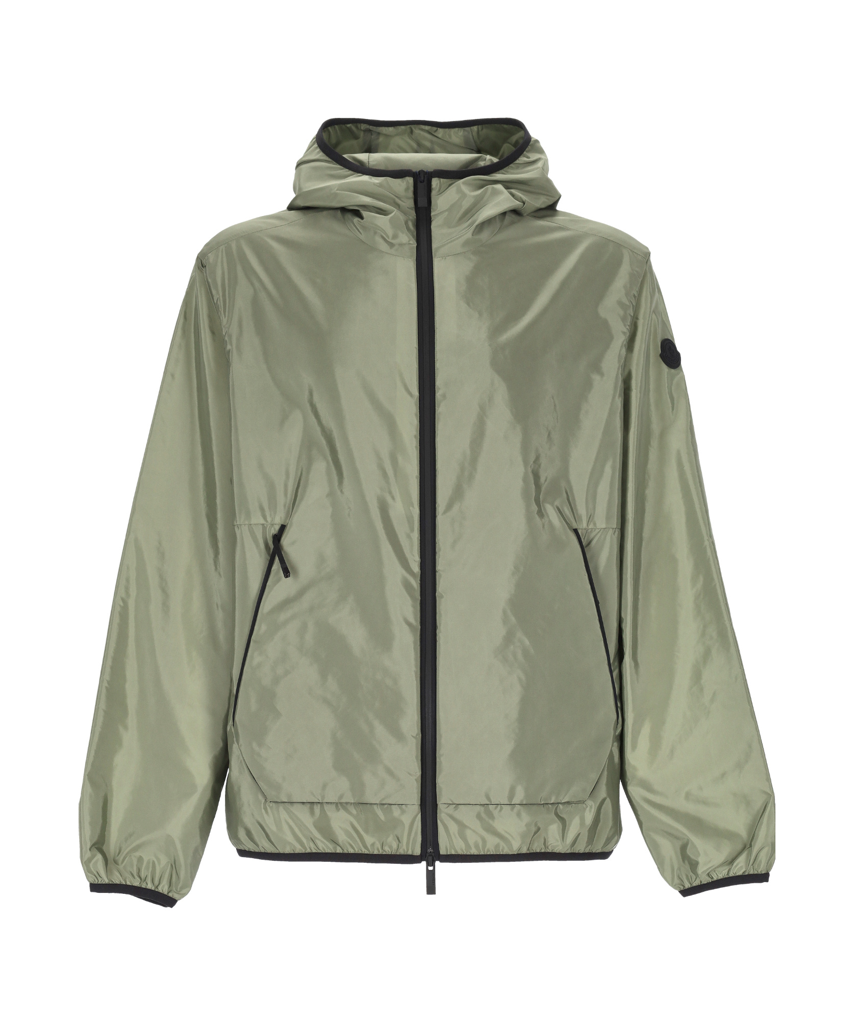 Moncler Hooded Nylon Jacket Side Pockets In Green
