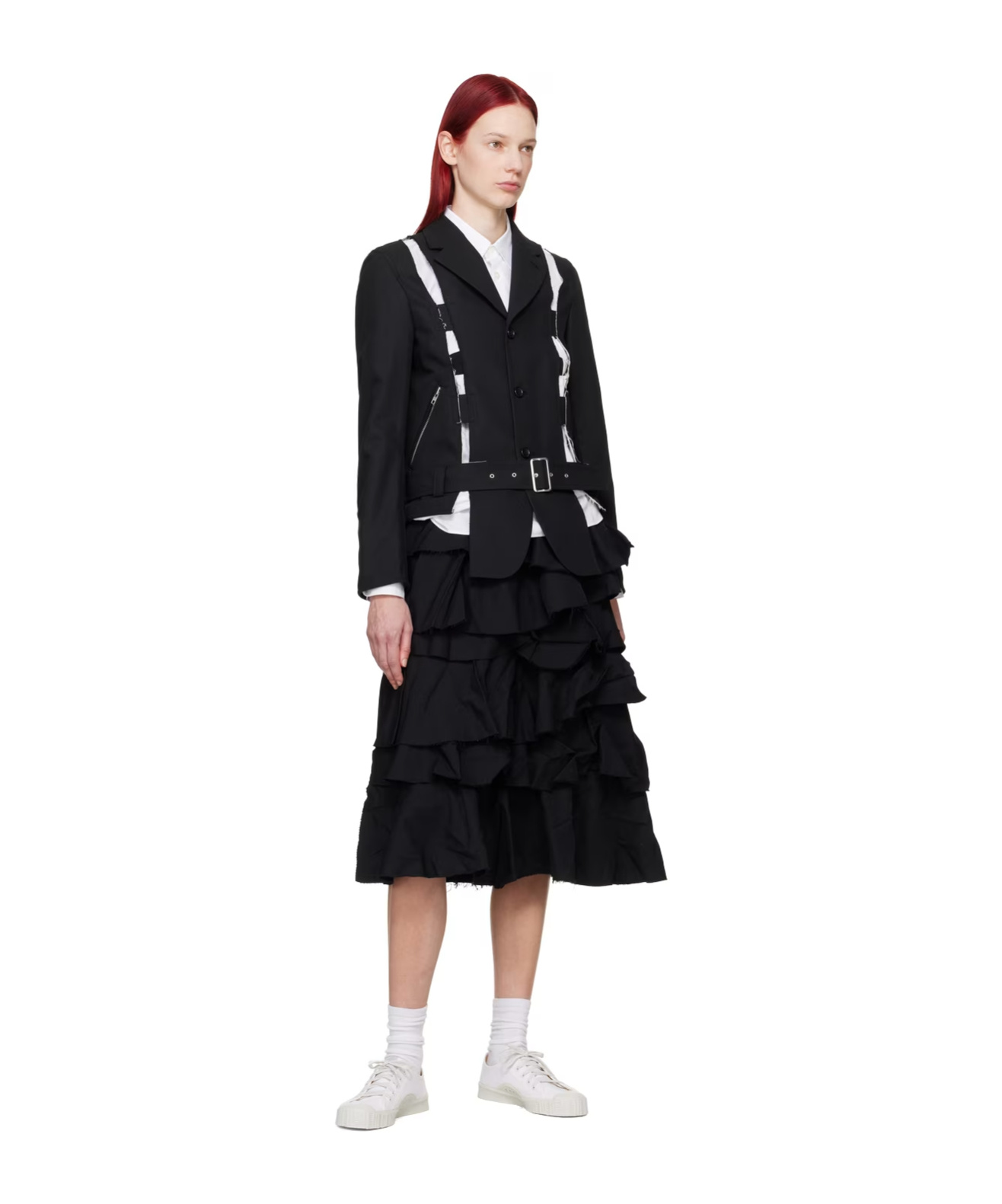 COMME DES GARÇONS CUT-OUT DETAILED BIKER JACKET 