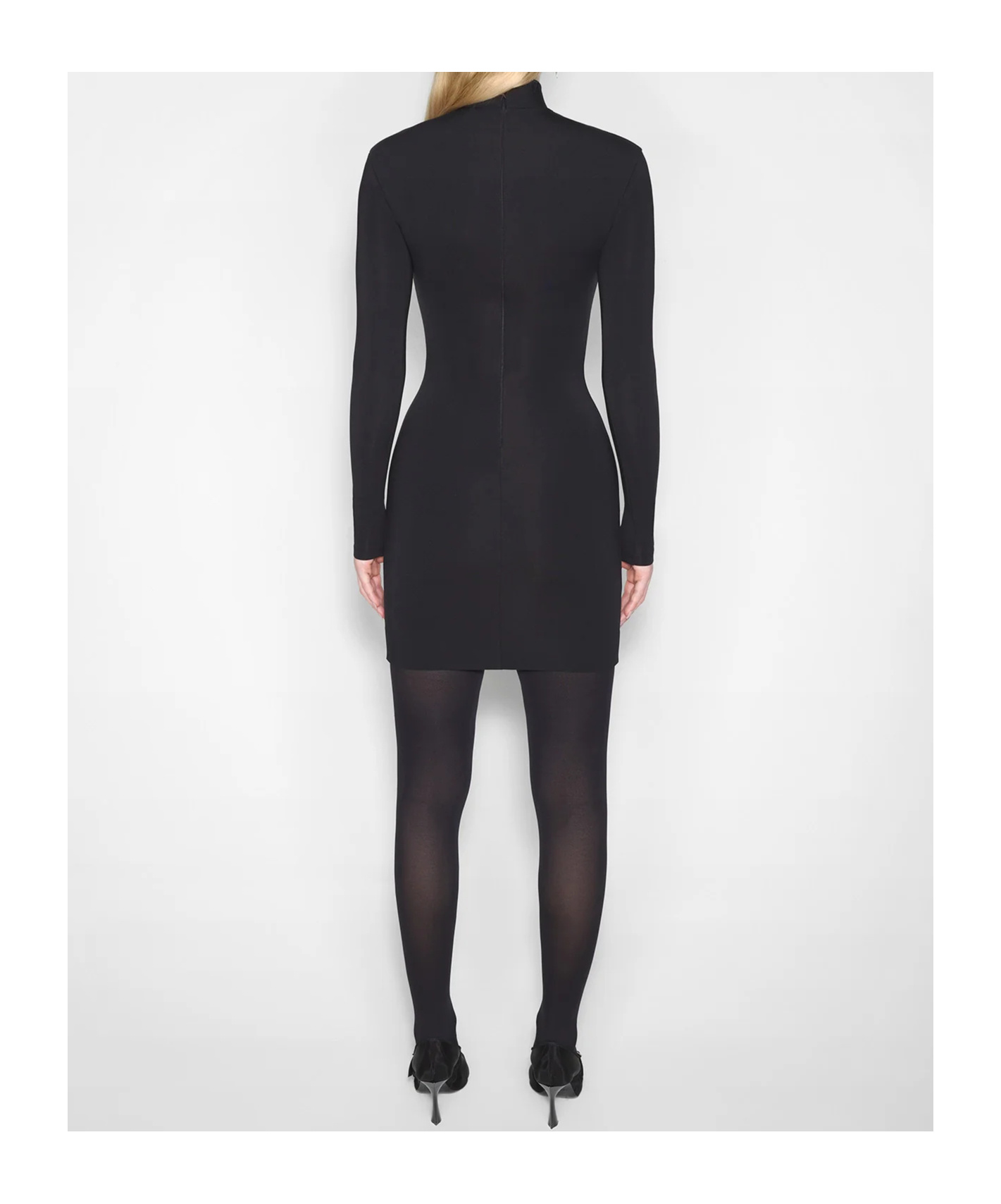 Mugler Star-shaped Long Sleeve Dress In Black