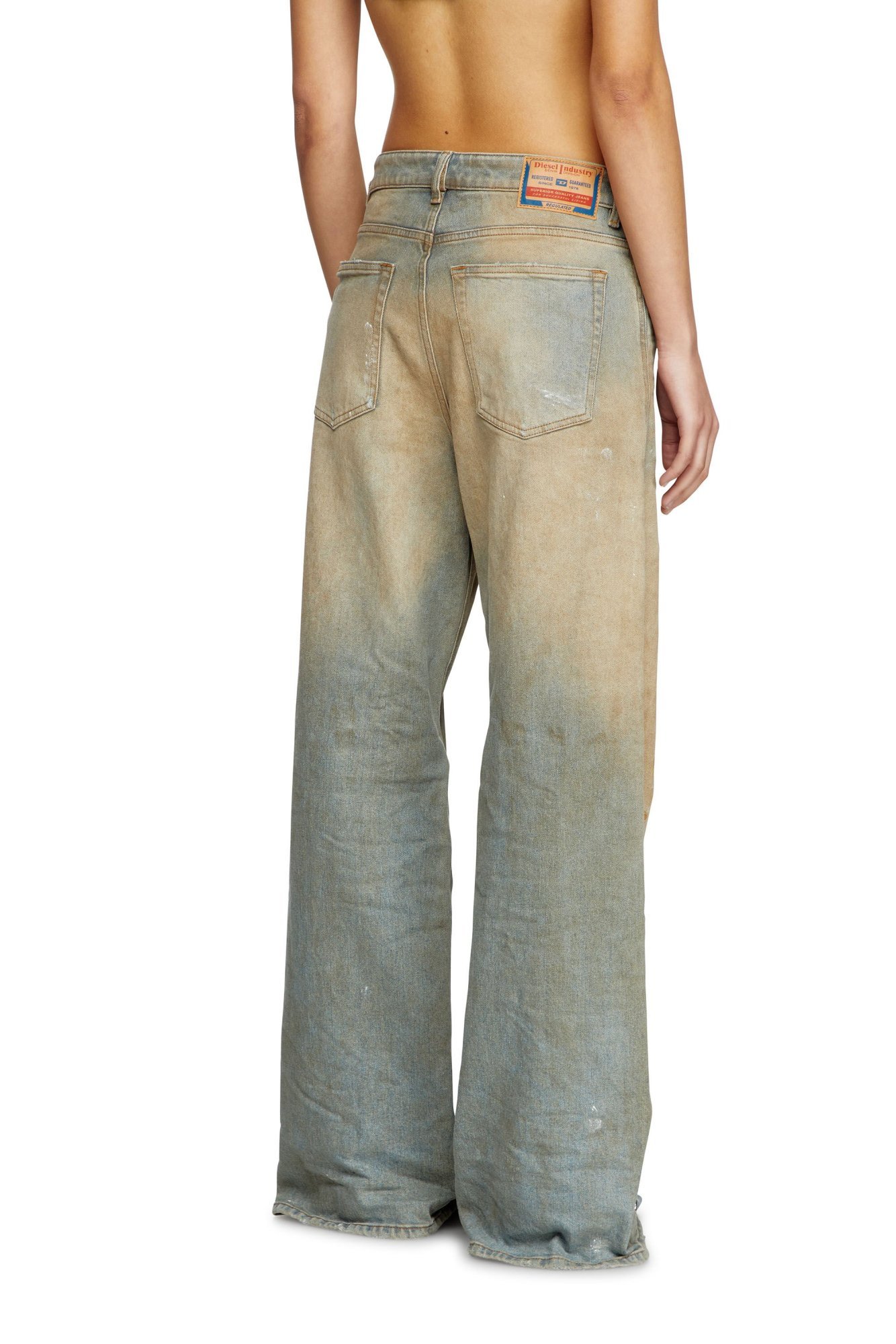 Diesel Wide-leg Jeans With A Worn-in Effect In Gray