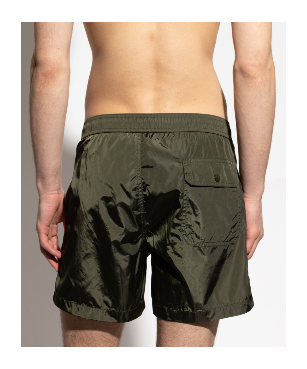 Moncler Army Green Nylon Swimming Shorts In Green