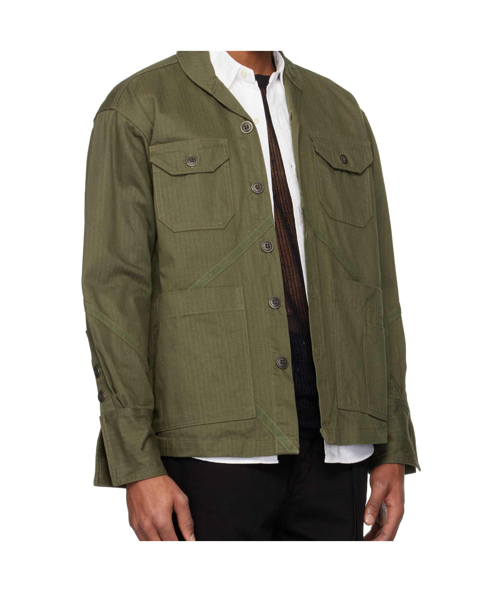 Greg Lauren Long Sleeve Casual Jacket In Green