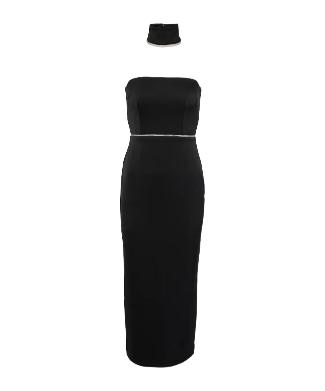 Alex Perry Crystal-embellished Satin Midi Dress In Black