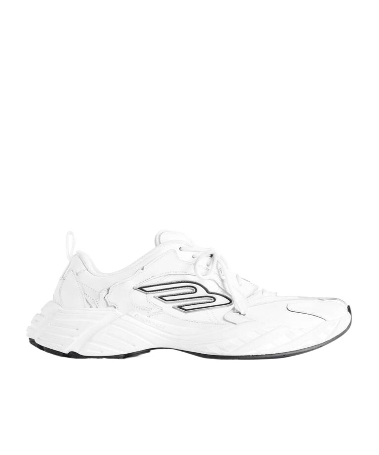Balenciaga Women Monday Low-top Sneakers In Leather In White/black/gray