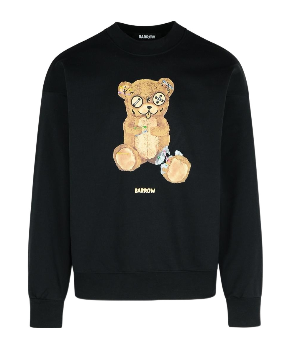 Barrow Teddy Print Sweatshirt In Black