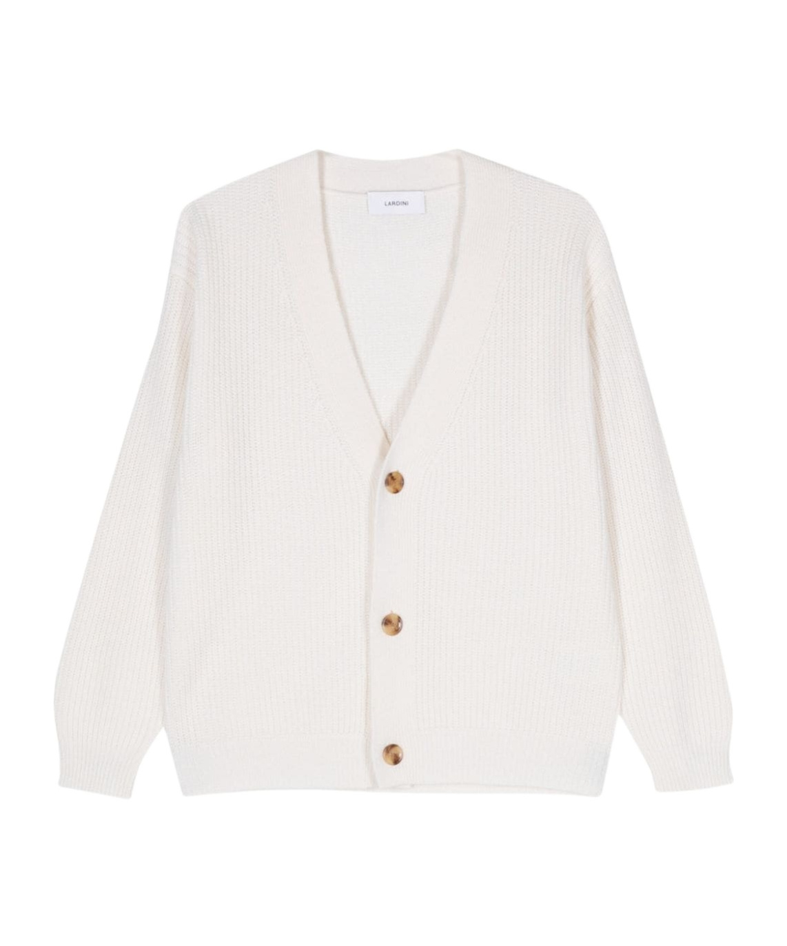 Lardini Knit Cardigan With V-neck And Natural Button Closure In White