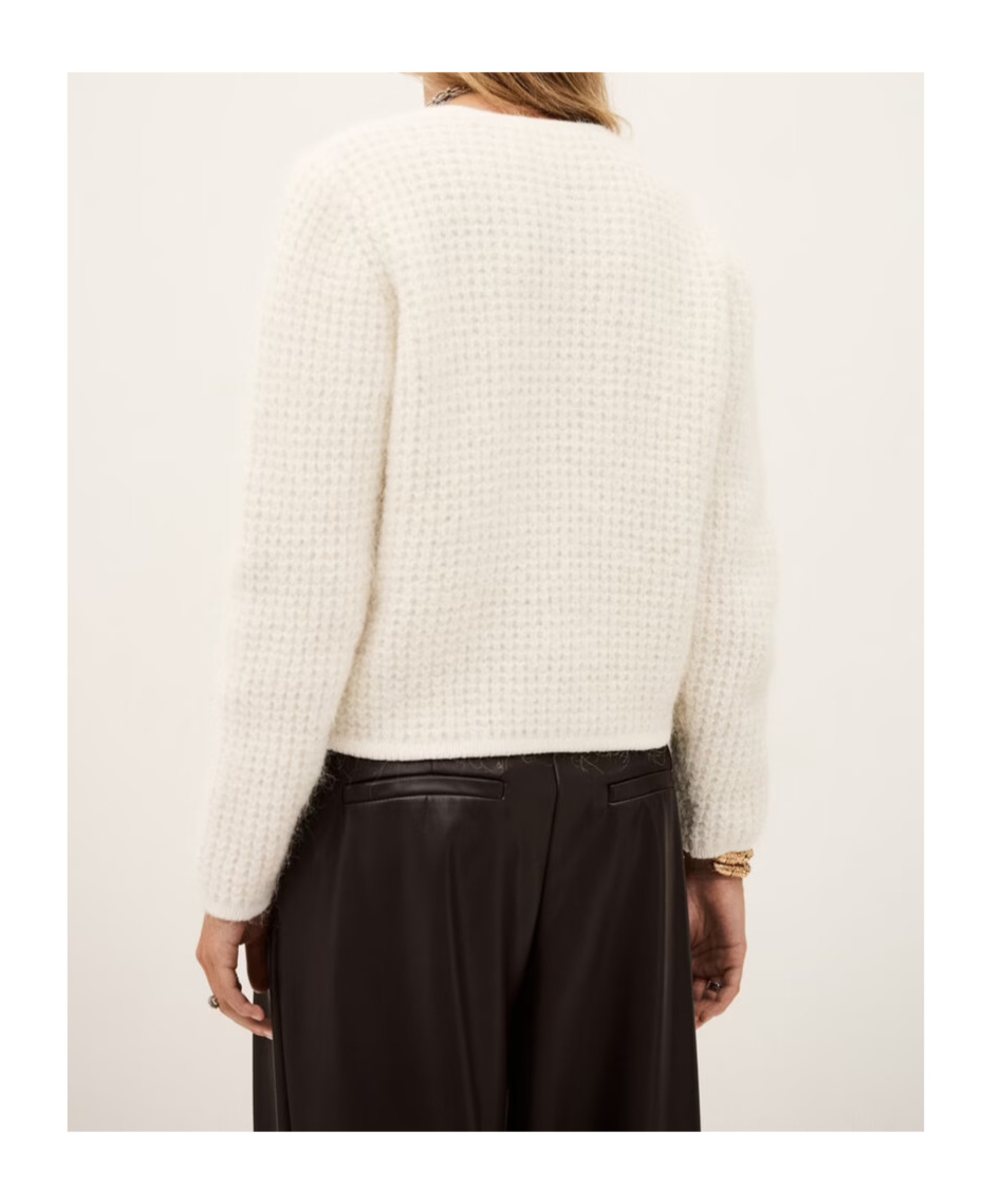 Bash Button-front Cardigan In White