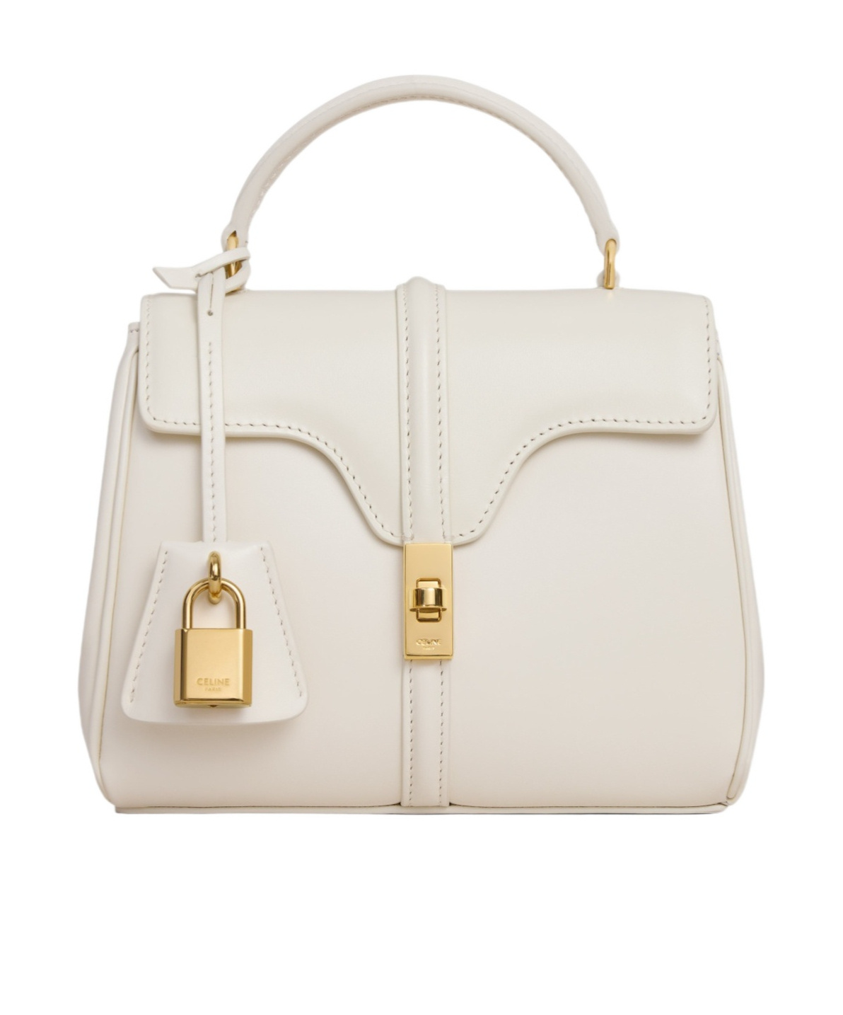 Celine Small 16 Bag In Satinated Calfskin In White