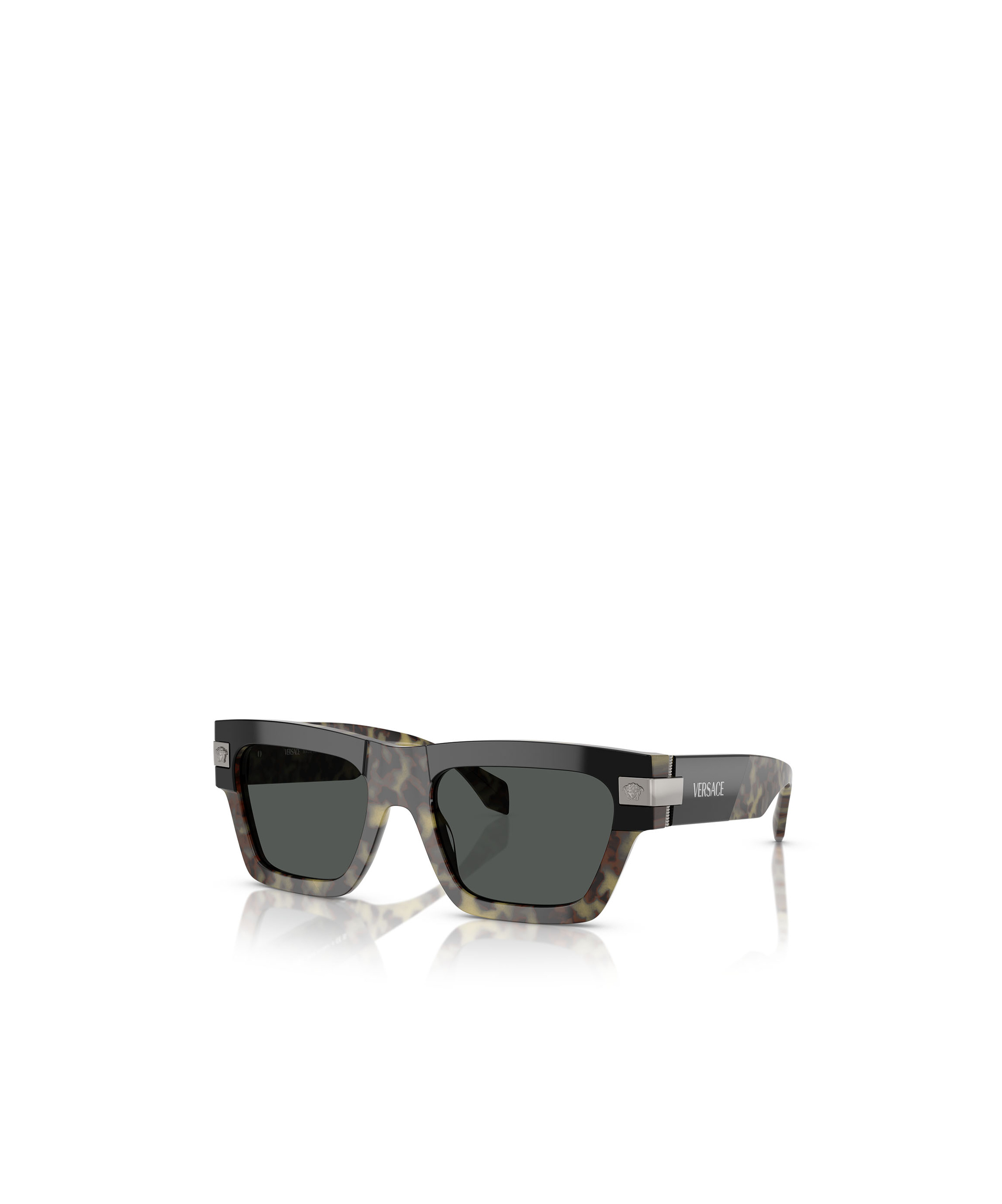 Versace 55mm Plaque Rectangular Sunglasses In Black