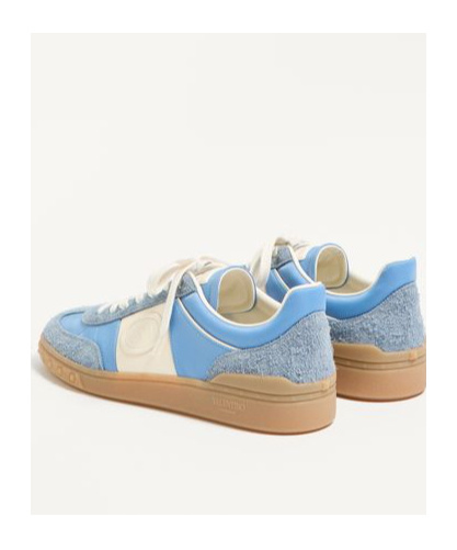 Valentino Upvillage Suede-trimmed Leather Sneakers In Nude