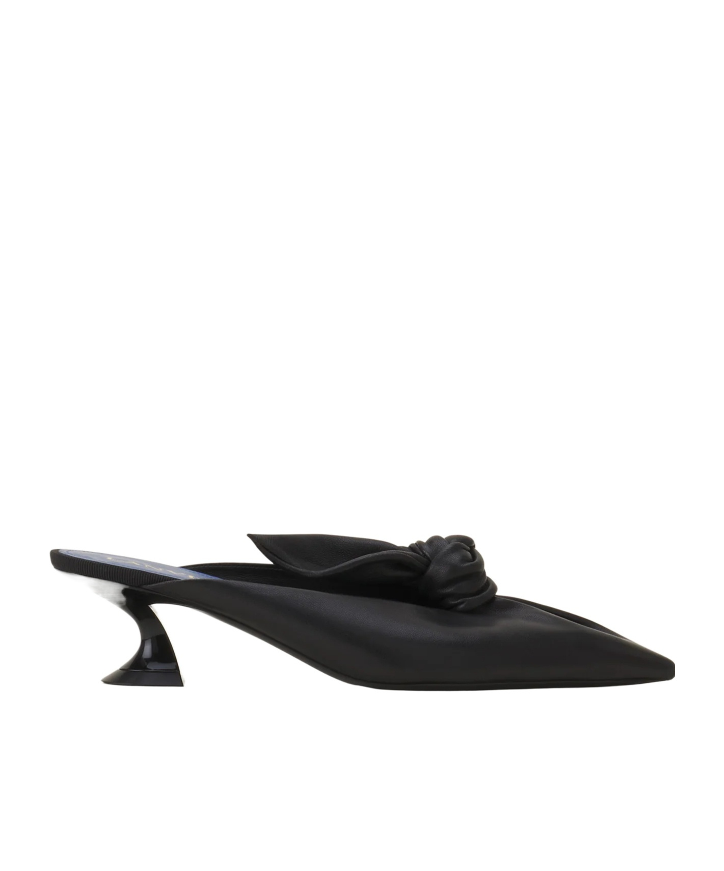Lanvin Midnight Step Bow Leather Mule With Heel In Black