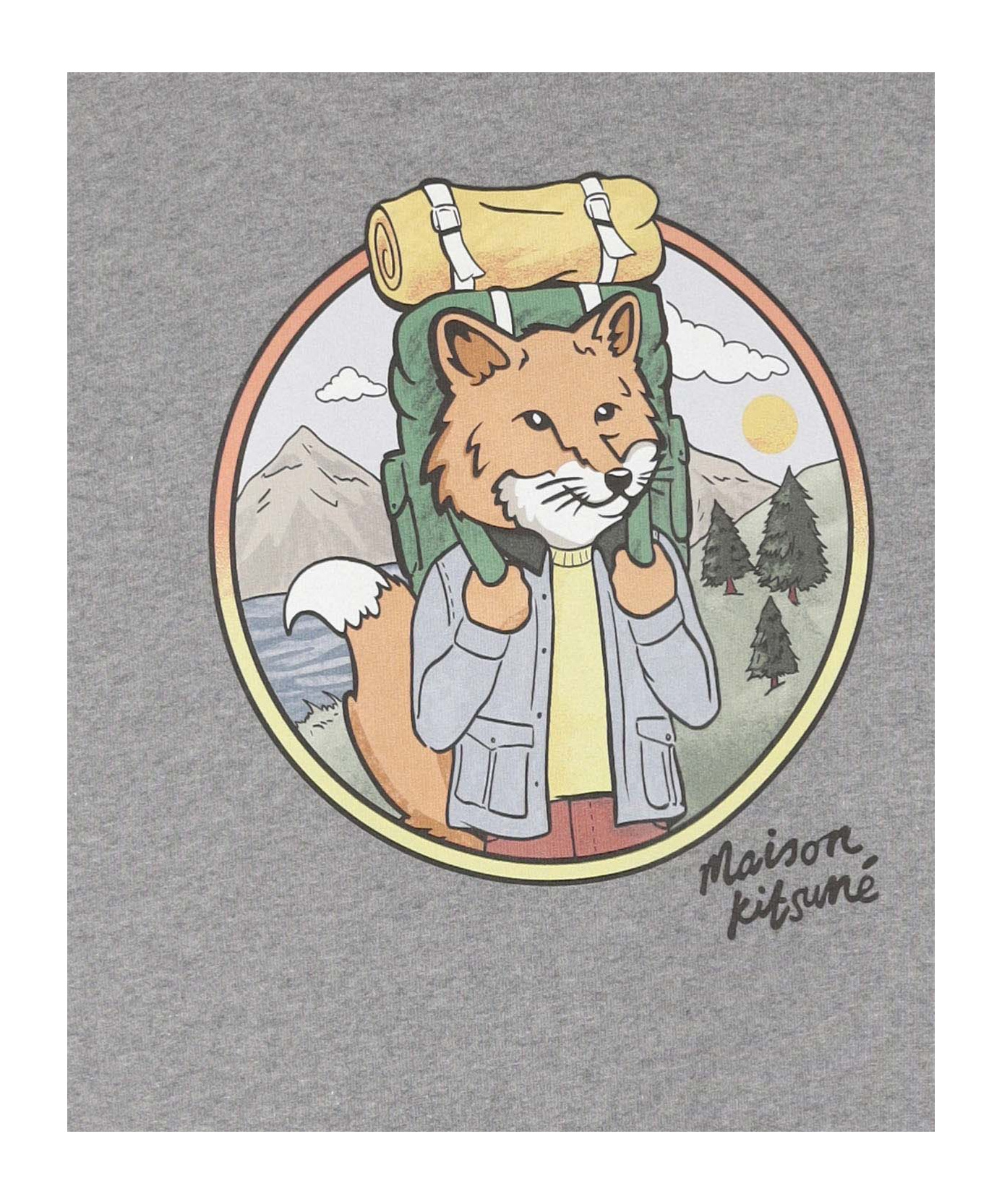 Maison Kitsuné 'rambling Fox Print Sweat In Gray