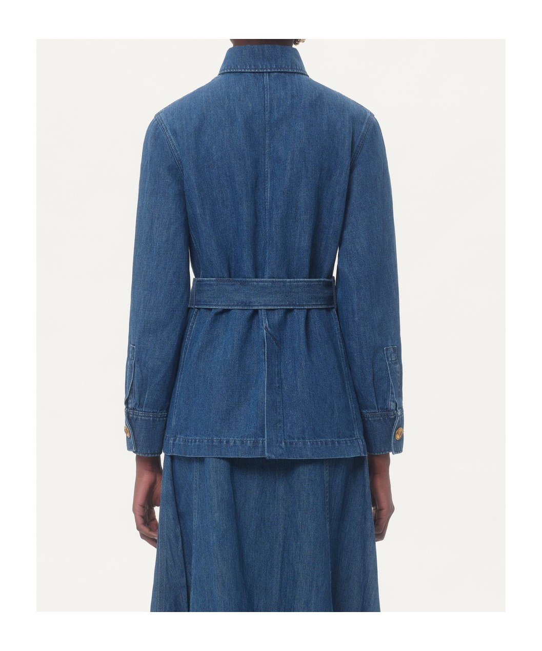 Valentino Garavani Women Solid Sahariana In Denim In Blue